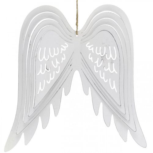 Floristik24 Křídla k zavěšení, adventní dekorace, andělská křídla z kovu Bílá V29,5cm Š28,5cm