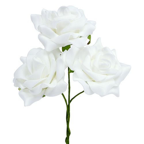 Floristik24 Pěnová růže Ø 7,5cm bílá 18ks