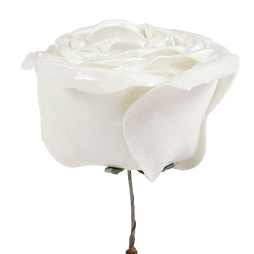 položky Pěnová růže bílá s perletí Ø10cm 6ks