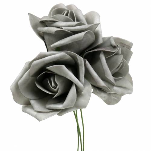 Floristik24 Pěnová růže Ø10cm šedá 8ks