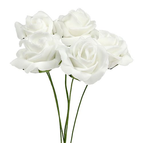 Floristik24 Pěnová růže Ø4,5cm bílá 36ks