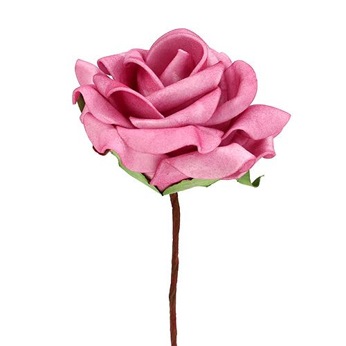 položky Pěnová růže Ø7,5cm růžová 18str
