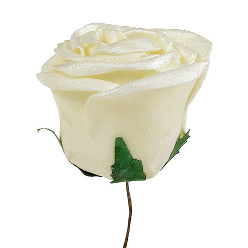 položky Pěnová růže Ø7,5cm bílá, krémová, růžová s perletí asort 12ks