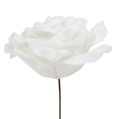 položky Pěnová růže bílá Ø10cm zasněžená 6ks