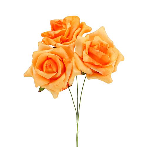 Floristik24 Pěnová růže Ø6cm světle oranžová 27 ks