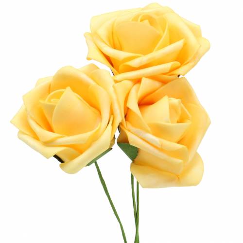Floristik24 Pěnová růže Ø7,5cm žlutá 18str