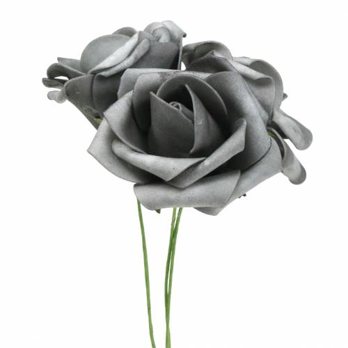 Floristik24 Pěnová růže Ø7,5cm šedá 18str