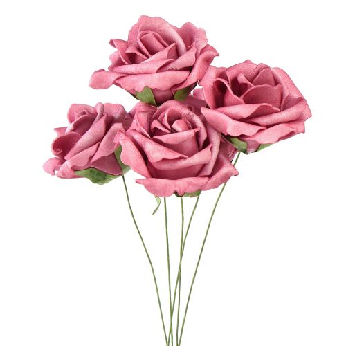 Floristik24 Pěnová růže na drátě minirůže starorůžová Ø5cm 27ks