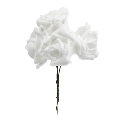Floristik24 Pěnové růže bílé Ø3,5cm 20ks