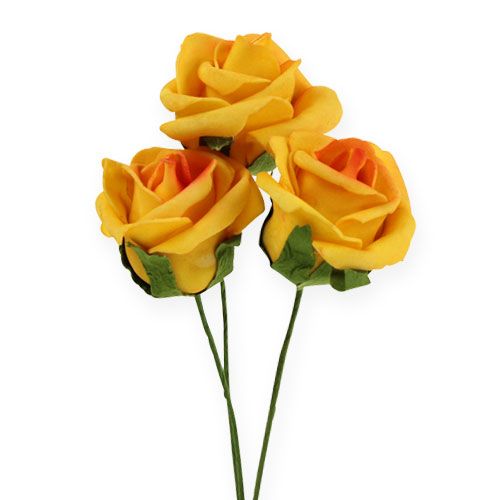 Floristik24 Pěnová růže Ø4,5cm tmavě žlutá 36str