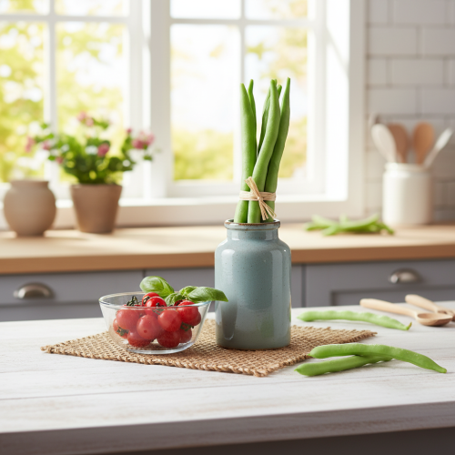 položky Dekorativní fazole, umělá zelenina, zelené, realistický dotek, 17 cm, 6 kusů