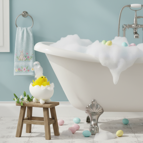 položky Velikonoční dekorace kuřátka, žinylkové kuřátko ve vaně, žluté, 9 cm