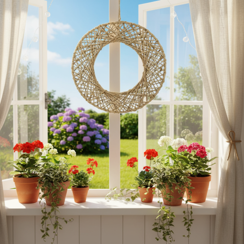 položky Dekorativní jutové kroužky, přírodní styl, závěsná dekorace, boho styl, Ø38cm, 2 kusy, kovové kroužky, dekorace na zeď, dekorace na okno