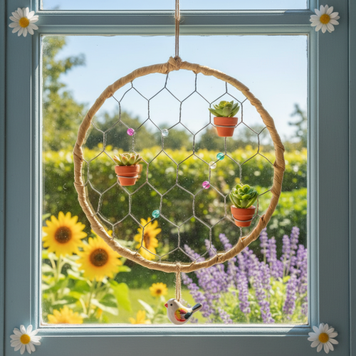 položky Dekorativní kovové závěsné kroužky z rafie, Ø20cm, 4 kusy, boho nástěnná dekorace, dekorace na okno