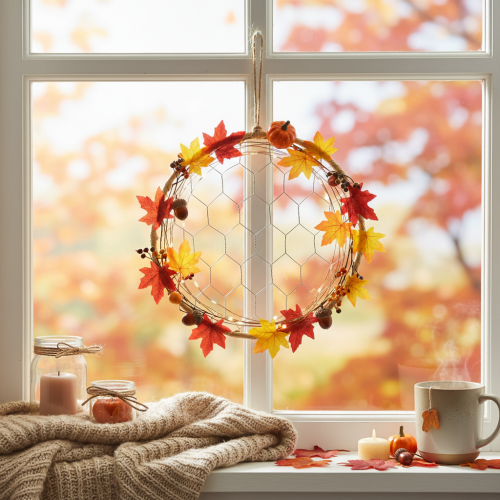 položky Dekorativní kovové závěsné kroužky z rafie, Ø20cm, 4 kusy, boho nástěnná dekorace, dekorace na okno