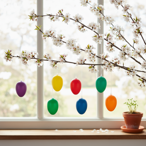 položky Velikonoční ozdoby na vajíčka pro jarní výzdobu, domov nebo zahradu. Barevné dekorativní předměty, 6 cm, 24 kusů.