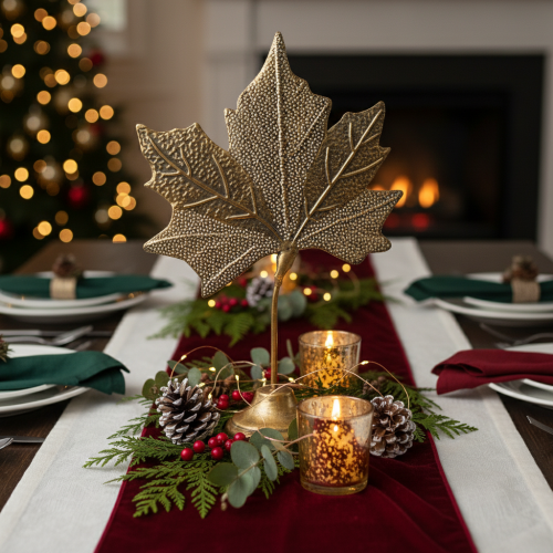 položky Dekorace na stůl podzimní dekorace z javorového listu zlatá starožitnost 58cm × 39cm