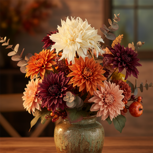 položky Umělá jiřinka krémová 25,5cm 3ks