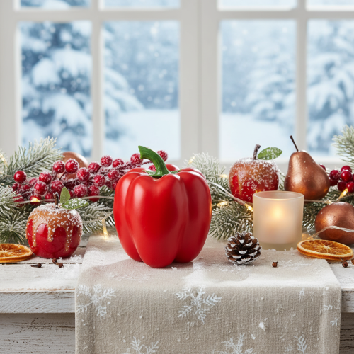 položky Dekorativní zeleninový pepř červený potravinářský panák H10cm