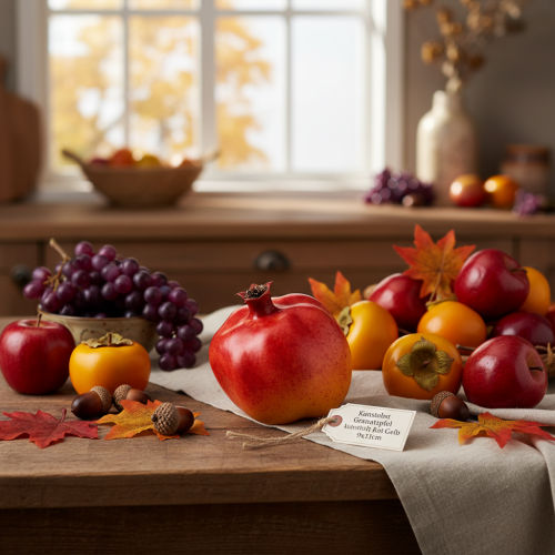 položky Umělé ovoce granátové jablko umělé červené žluté 9×11cm