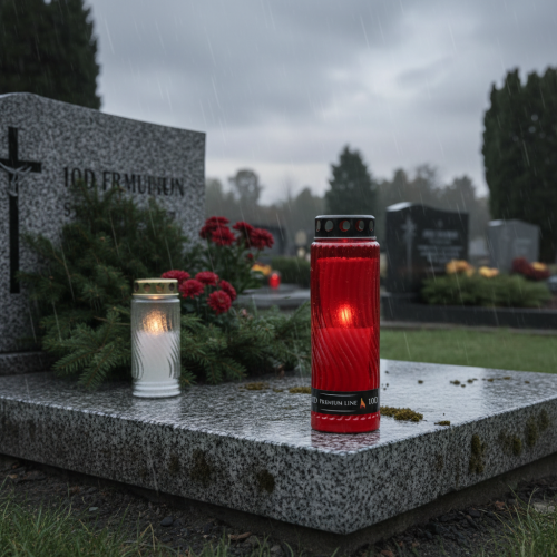 položky Náhrobní motiv víčka svíčky květina červená černá 10 dní H27cm