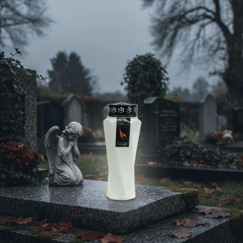 položky Hrob světlý plast kroucený bílý Ø11cm H25cm