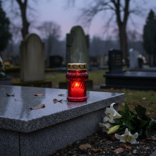 položky Náhrobní svíčka pro podzimní výzdobu hrobu na svátek Všech svatých a Neděli mrtvých, 13 cm, 8 kusů