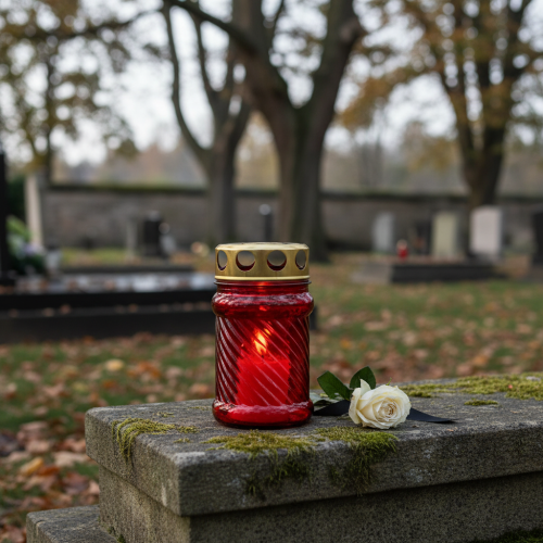 položky Hrob světlé sklo červené Ø6cm H10,5cm 1 kus