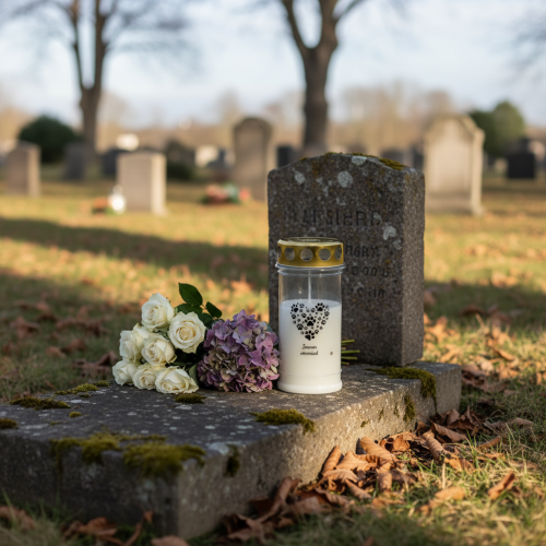 položky Hrobová svíčka psí srdce z tlapek bílého zlata Ø7cm V16,5cm