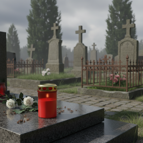 položky Hrob světlý válcový červený Ø6cm H10cm 12 ks