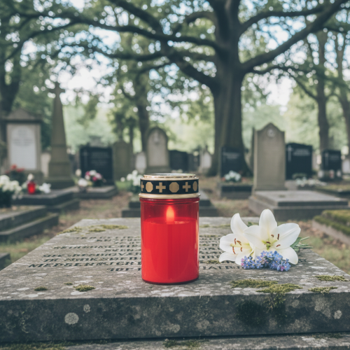 položky LED hrobové světlo s časovačem hřbitovní svíčka na baterii červená H12,5cm