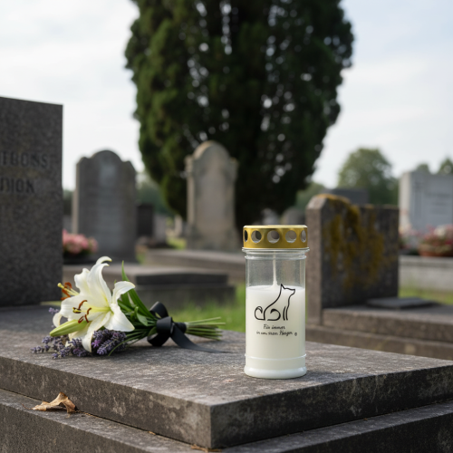 položky Grave light svíčka na psí hrob pro zvířata bílá Ø7cm V16,5cm