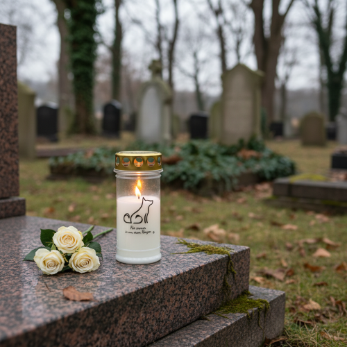 položky Grave light svíčka na psí hrob pro zvířata bílá Ø7cm V16,5cm