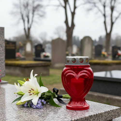 položky Náhrobní svíčky červené srdce smuteční světlo pamětní světlo 9×8×15cm 24h 4 ks