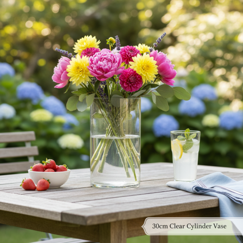 položky Váza na květiny, úzký skleněný válec, lze použít jako skleněnou vázu nebo vysokou dekorativní sklenici, 30 cm