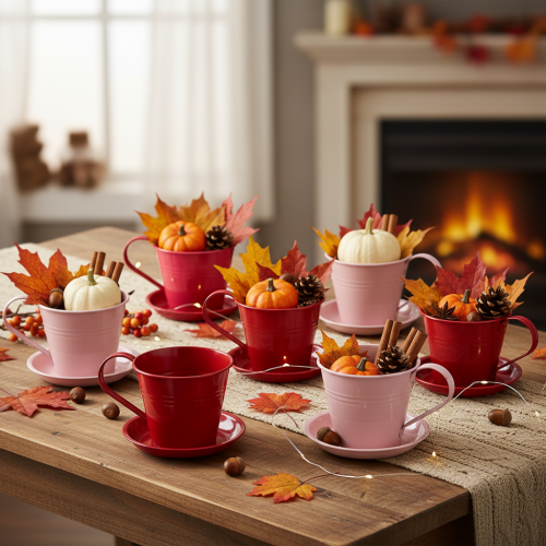 položky Květinový kelímek s podšálkem pro kreativní zahrady, 11 cm, 6 kusů