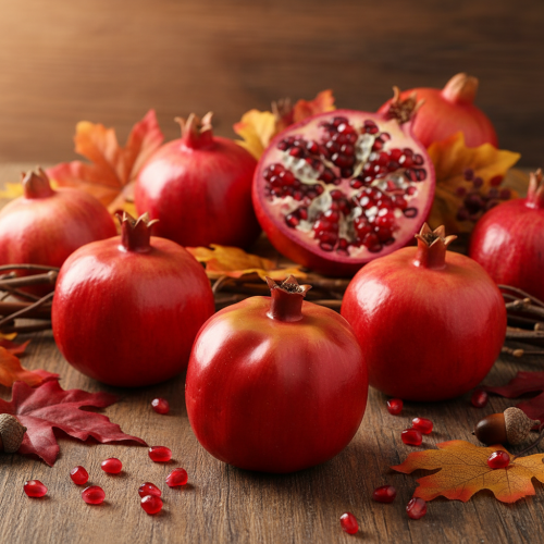 položky Dekorace granátové jablko ovoce umělá červená dekorace na okno 10,5cm