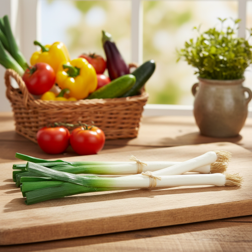 položky Dekorační zelenina jarní cibulka zelená bílá Ø1cm L28cm 3 ks