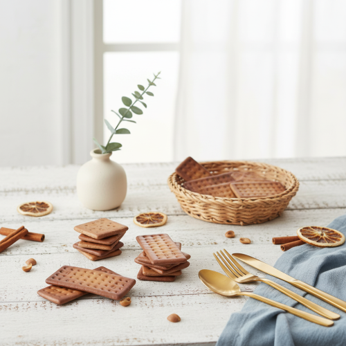 položky Dekorativní sušenky, umělé potraviny, 24 kusů, 9x4 cm, dekorace na stůl, dekorace výloh, dekorace na akci, foto rekvizity