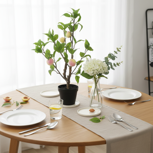 položky Umělá broskvoň se 4 plody, dekorativní, V53cm