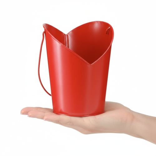 položky Kovový květináč s uchem ve tvaru srdce Červený Ø12cm V15/9cm