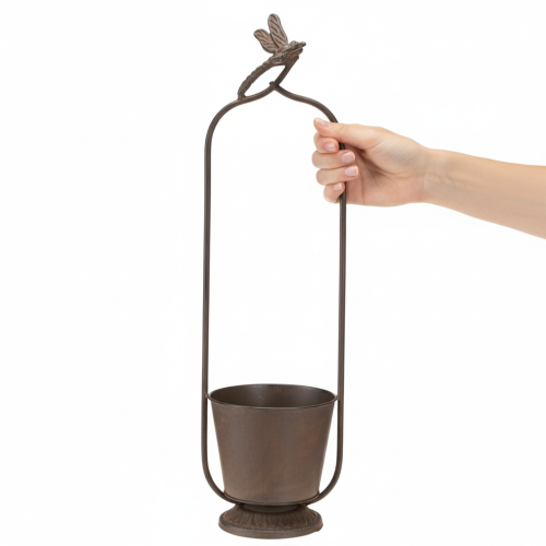 položky Vintage květináč s mřížkou, design vážky, kov, Ø16/V62cm