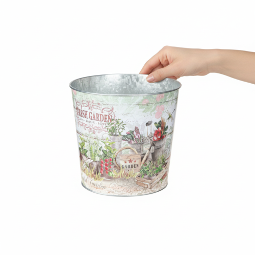 položky Malé kovové květináče, barevné, Fresh Garden, vysoké 16 cm, 2 kusy