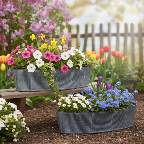 položky Oválná kovová miska, černá a šedá, vintage styl, 32,5/37 cm, sada 2 kusů.