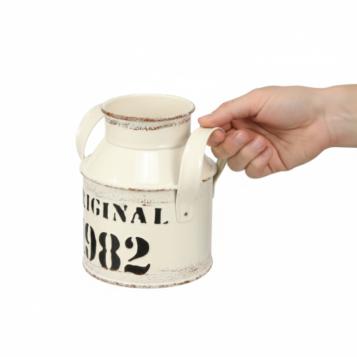 položky Kovový dekorativní džbán „Original 1982“ krémově rezavý, výška 13 cm, 2 ks