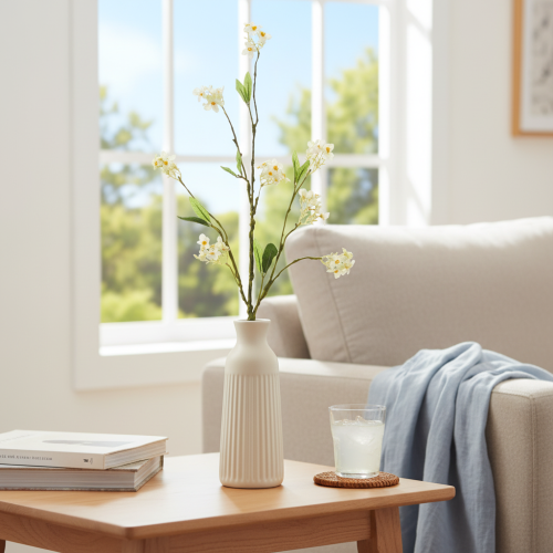 položky Větev jabloňového květu, umělá květinová větev, bílá, 65 cm, 1 kus