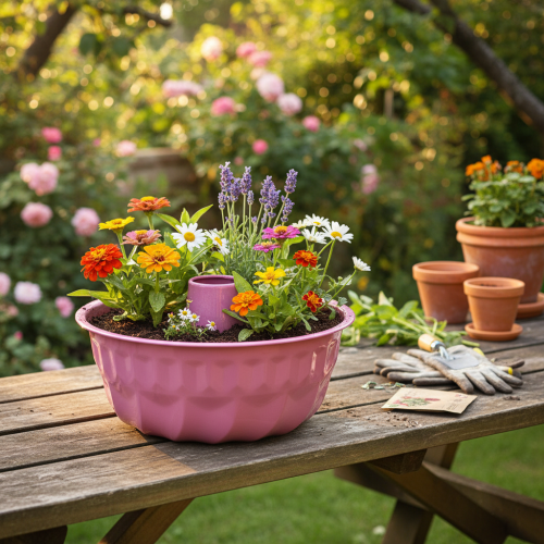 položky Kovová dekorativní miska, forma na pečení, dortová forma Bundt, růžová, Ø23cm, V12cm