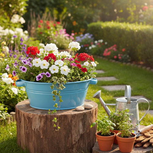 položky Kulatá miska s uchem, dekorativní miska, květinová miska, modrá, Ø33,5 cm