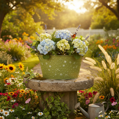 položky Kovová miska s hvězdami a uchy, zelená, Ø20cm, V11,5cm