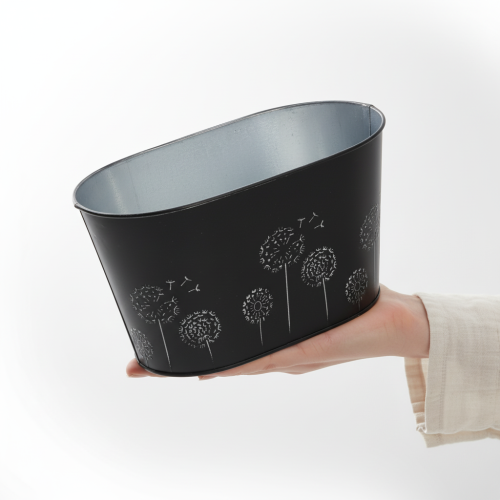 položky Dekorativní kovová miska, oválná, černá a stříbrná, květinový vzor, 20,5 x 12,5 x 12 cm